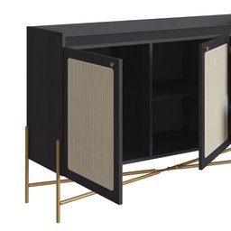 Balcão Buffet 2 Portas 2 Gavetas 139cm Palhinha Pé Metal Oslo Artesano | Hanover/dourado - 5