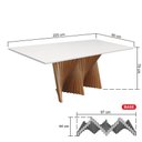 Ver imagem 2 de Mesa de Jantar Dubai Base Madeira Maciça Tampo Ret.- Amêndoa - Tampo 220x90cm Branco/vidro Off-white