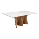 Ver imagem 1 de Mesa de Jantar Dubai Base Madeira Maciça Tampo Ret.- Amêndoa - Tampo 220x90cm Branco/vidro Off-white