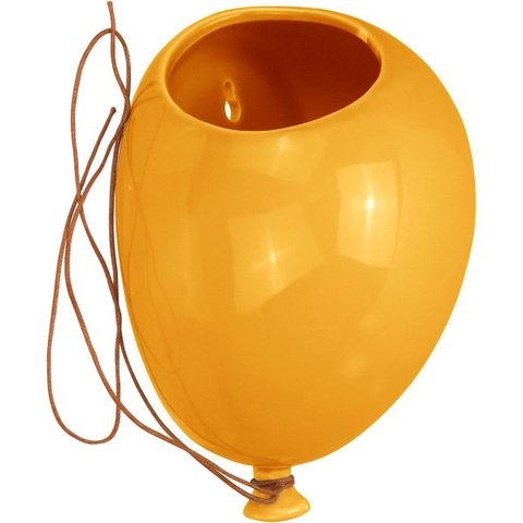 Vaso Decorativo de Cerâmica Amarelo 11x15x20cm Enfeite Sala Mesa Estante Flores