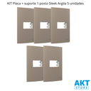 Ver imagem 2 de Kit 5 Placa com Suporte 4x2 1 Posto Sleek Argila Margirius Cor:argila