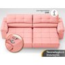 Sofá com Carregador USB Retrátil Reclinável Montreal 2,50m Velosuede Rose - NETSOFAS - 7