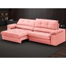 Sofá com Carregador USB Retrátil Reclinável Montreal 2,50m Velosuede Rose - NETSOFAS - 1