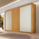Ver imagem 1 de Guarda-Roupa Casal Ripado 3 Portas e 6 Gavetas Vitória Marrom/Peroba/Off White