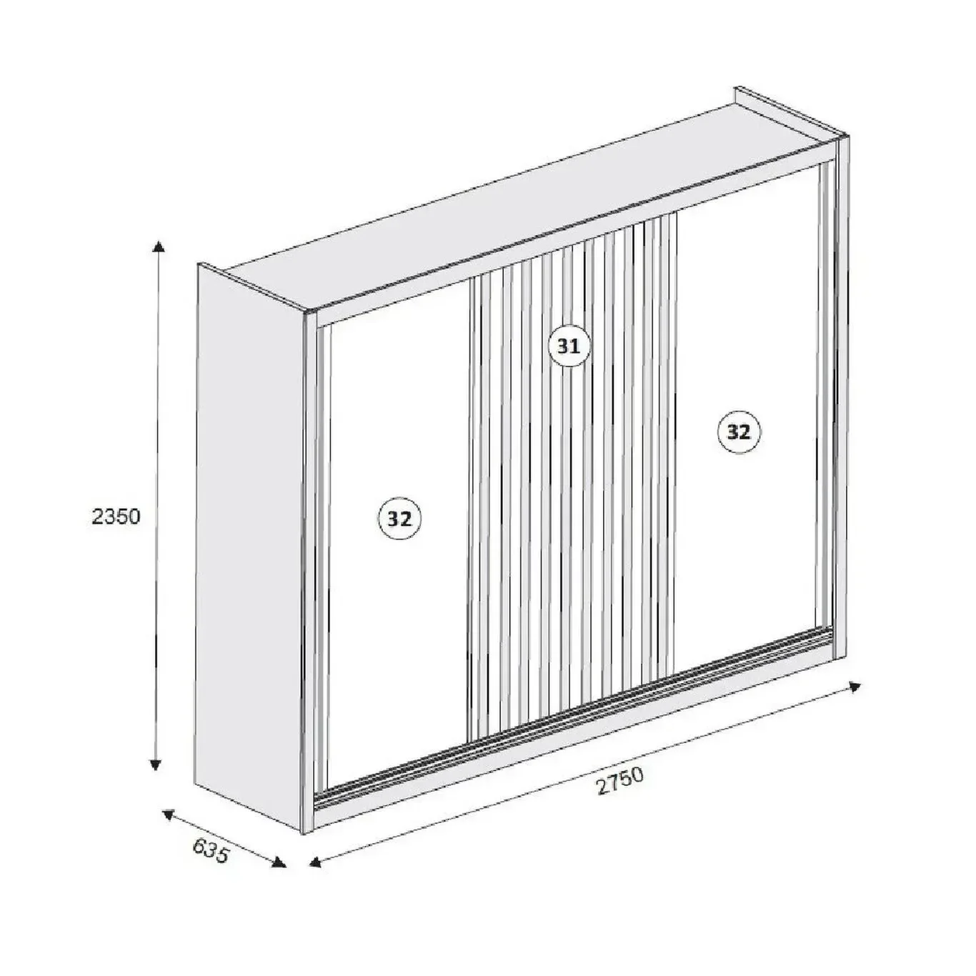 Ver imagem 3 de Guarda-Roupa Casal Ripado 3 Portas e 6 Gavetas Vitória Marrom/Peroba/Off White