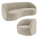 Ver imagem 1 de Kit Sofá 4 Lugares Eron 318cm com Poltrona Giratória Angelina M03 Veludo Bege - Lyam Decor