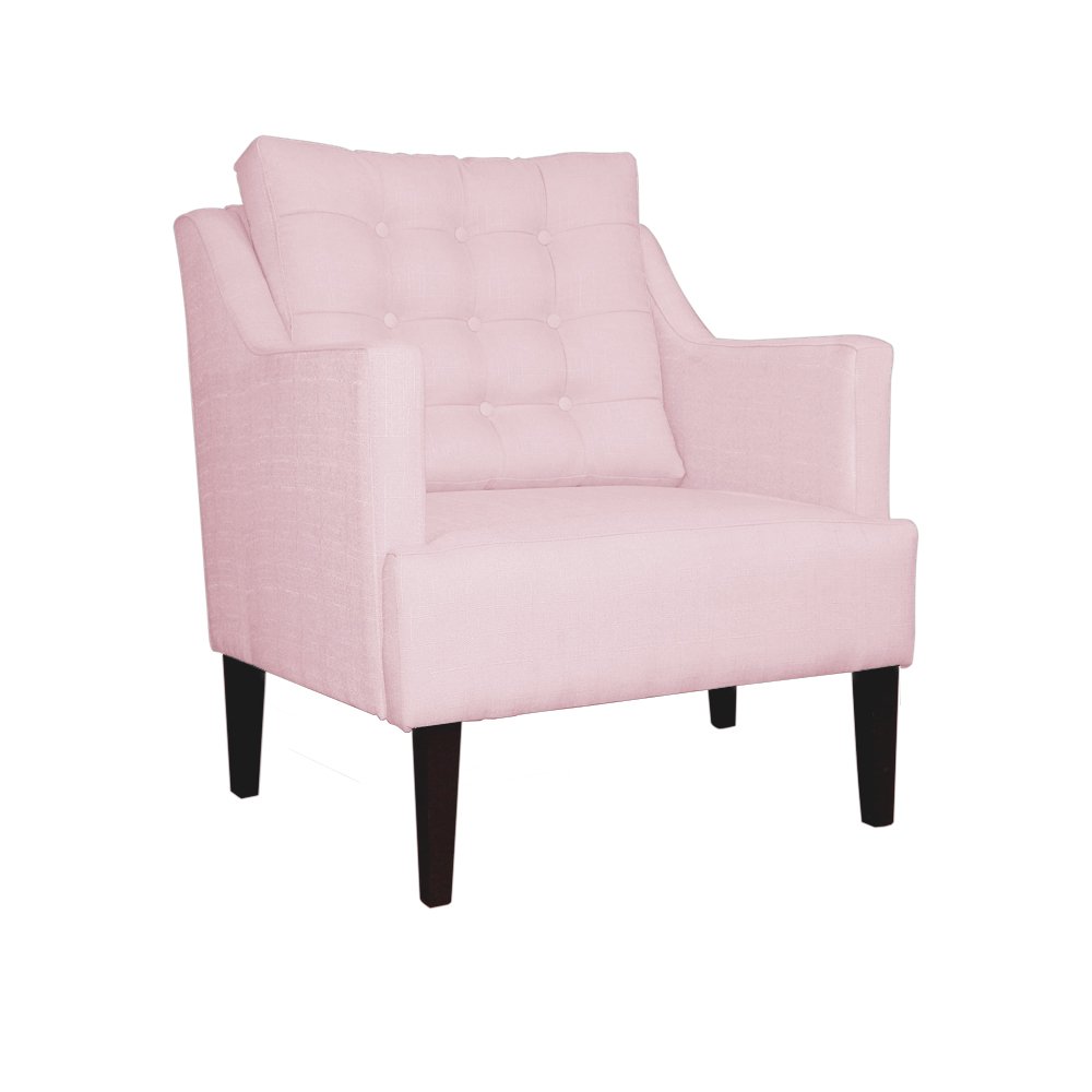 Poltrona Decorativa Stefanie Pés Trapézio Tabaco Suede Rosa Bebê - DS Estofados - 2