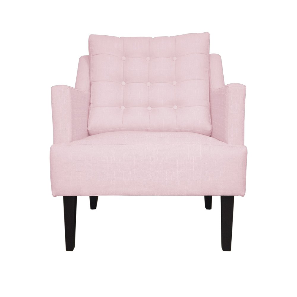 Poltrona Decorativa Stefanie Pés Trapézio Tabaco Suede Rosa Bebê - DS Estofados - 1