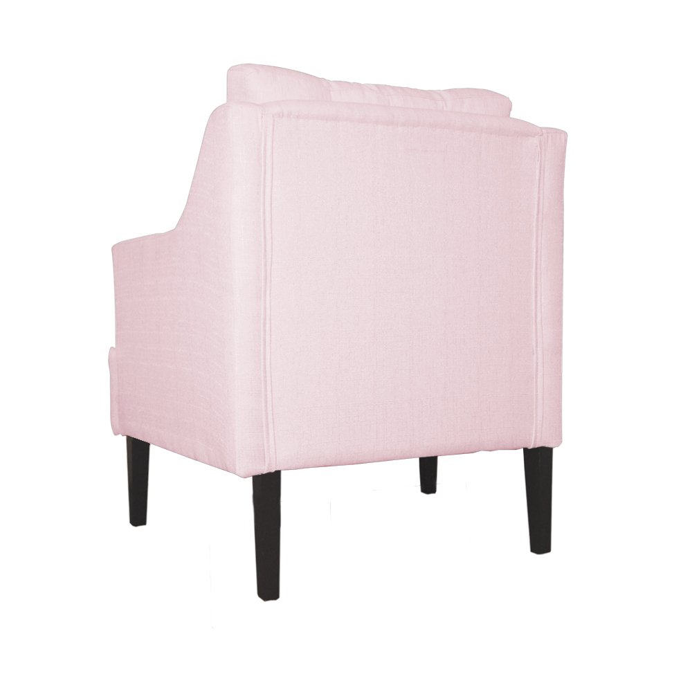 Poltrona Decorativa Stefanie Pés Trapézio Tabaco Suede Rosa Bebê - DS Estofados - 3