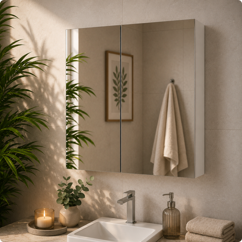 Espelheira de Banheiro Nature Estilare - 60cm Branco