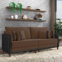 Ver imagem 6 de Sofá 2 Lugares Living 172cm Pé Madeira Valença Pto/veludo K01 - D\'rossi Cor Marrom
