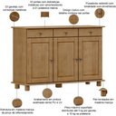 Ver imagem 4 de Aparador Buffet para Sala de Jantar 3 Portas 3 Gavetas Rústico Lazuli F06 Freijó - Lyam Decor