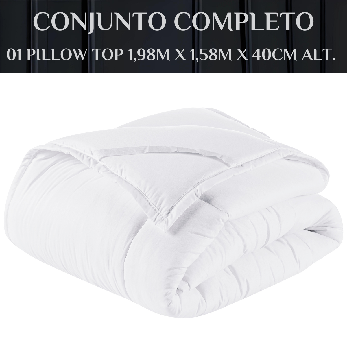 Pillow Top Protetor Colchão Cama Casal Queen Size Confort Viscoelastico:branco/queen Size - 6