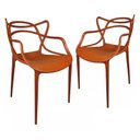 Ver imagem 2 de Kit 2 Cadeiras Allegra em Pp para Área Externa e Sala de Jantar ou Estar Cor Terracota Ecomhome
