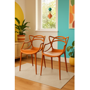 Ver imagem 1 de Kit 2 Cadeiras Allegra em Pp para Área Externa e Sala de Jantar ou Estar Cor Terracota Ecomhome