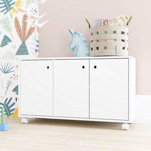 Armário Multiuso 3 Portas 1 Prateleira Branco Bm 225 - Brv Móveis