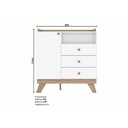 Ver imagem 2 de Cômoda Solteiro Confete c/ 1 Porta e 3 Gavetas Branco/Jequitiba - Henn