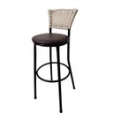 Ver imagem 1 de Banqueta Bistrô Aço Junco Sintético Marfim Assento Marrom