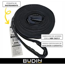 Cinta Fita para Reboque e Arraste Budin - 5 Toneladas - 5 Metros - Manilha 1/2 - Para Puxar Carros,  - 5