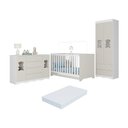 Ver imagem 1 de Quarto de Bebê Completo C/ Berço Americano 3 em 1 Colchão Doçura Multimóveis Mp4674 Branco/off