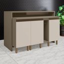 Ver imagem 1 de Bancada de Cozinha Kit Ilha Gourmet Connect 3 Portas Ripado Duna/cristal - Henn