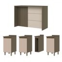 Ver imagem 2 de Bancada de Cozinha Kit Ilha Gourmet Connect 3 Portas Ripado Duna/cristal - Henn