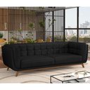 Ver imagem 2 de Sofá Living Decorativo 2 Lugares 180cm Bellart M22 Sintético Preto - Mpozenato