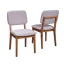 Ver imagem 1 de Kit 4 Cadeiras Madeira Maciça Encosto Estofado no Linho Bege Zoe