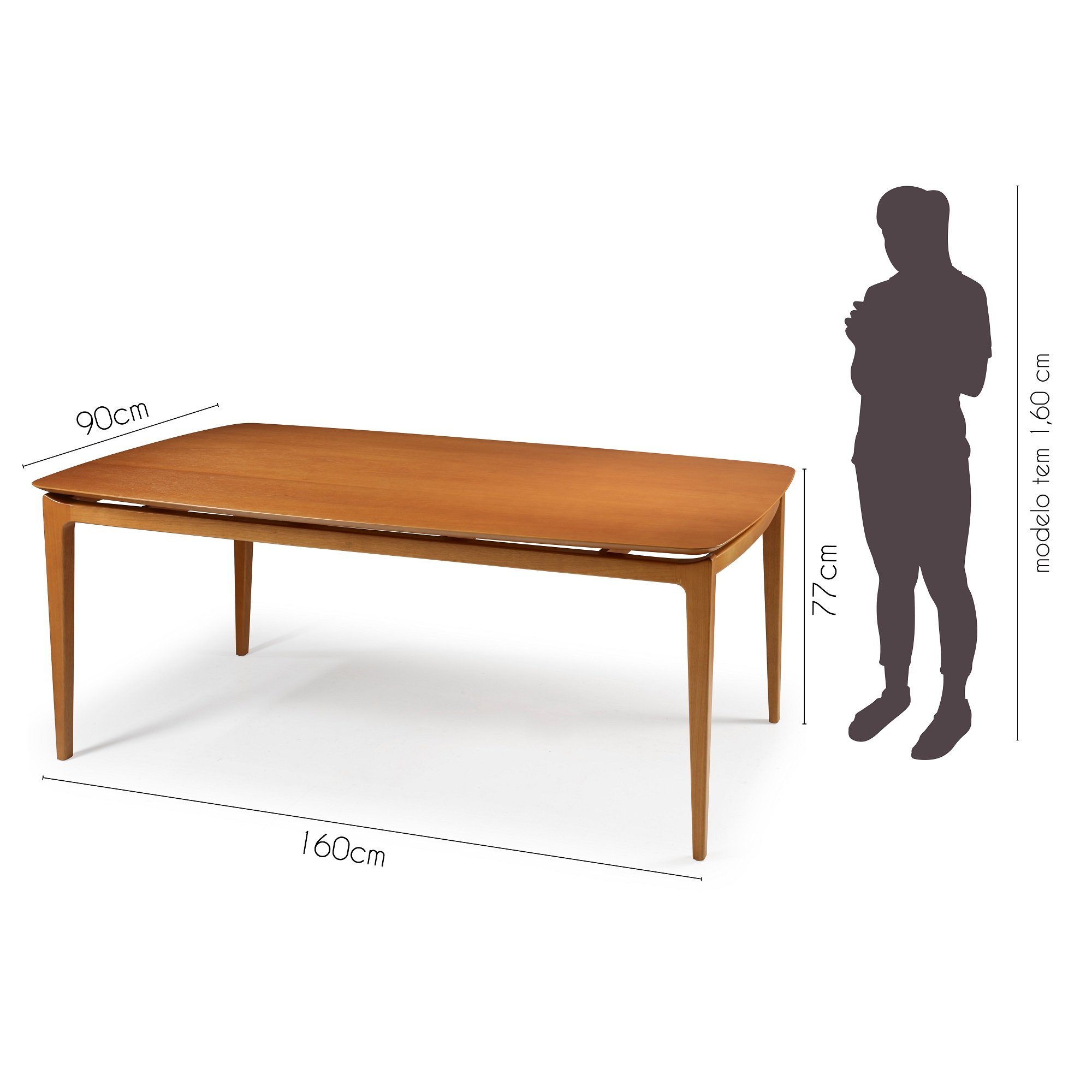 Mesa de Jantar 160cm 6 Lugares Madeira Maciça Savona  - 3