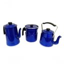 Ver imagem 1 de Jogo para Café Completo Chaleira Bule Leiteira com Apito Alumínio Cozinha Azul Docesar