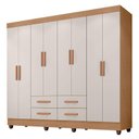 Ver imagem 2 de Guarda Roupa Casal Porto 8 Portas e Armário Multiuso Lite Nature Off White – Móveis Leão