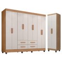 Ver imagem 1 de Guarda Roupa Casal Porto 8 Portas e Armário Multiuso Lite Nature Off White – Móveis Leão
