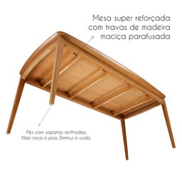 Mesa de Jantar 180cm 6 Lugares Madeira Maciça Savona  - 11