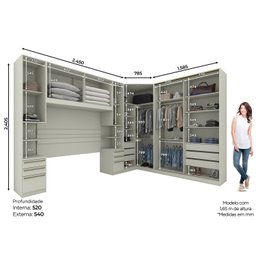Quarto Modulado Completo Casal 5 Peças 10 Portas 12 Gavetas Predileto - 3
