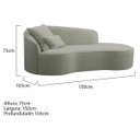 Ver imagem 3 de Divã Recamier Curvo Sala de Estar Recepção Inglaterra 150cm Lado Direito Bouclé