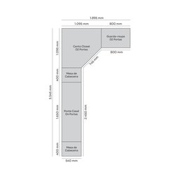 Quarto Modulado Casal Completo 5 Peças 10 Portas Predileto - 5