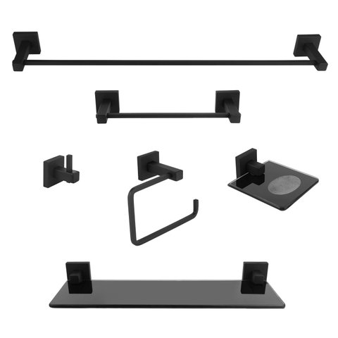 Kit de Acessórios para Banheiro 6 Peças Inox Square Sq12500 Ducon Metais