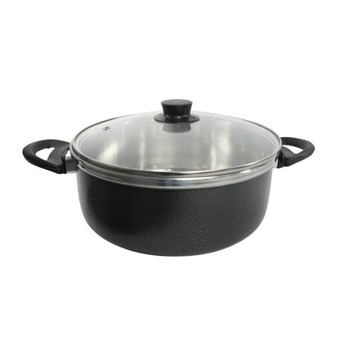 Caçarola Alumínio Tampa Vidro e Alça Preto Craqueado 22cm