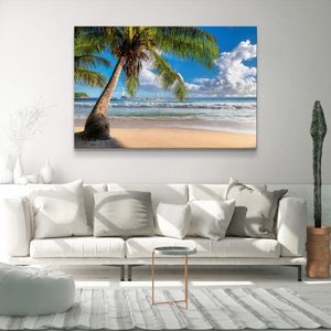 Quadro Decorativo Praia Coqueiro Tela Horizontal Sem Moldura e Sem Vidro 60X90