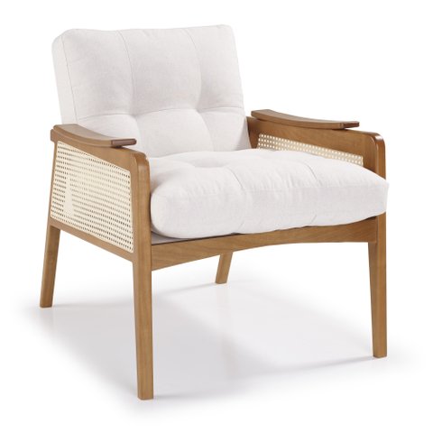 Poltrona Madeira Maciça Tela Natural Assento e Encosto com Fibra Siliconada Zâmbia