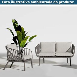 Sofá 2 Lugares Seiva Rivatti 123,5 (largura) em Polipropileno Fendi Almofada Metal Amêndoa - 2