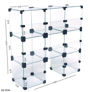 Baleiro Expositor Modulado em Vidro - 0,60 x0,60 x 0,20