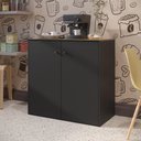 Ver imagem 1 de Aparador Buffet Balcão Cantinho do Café Smart 2 Portas e 1 Prateleira - Preto e Cedro