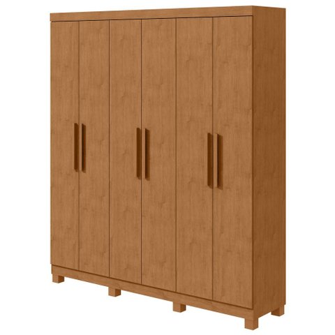 Guarda-roupas Casal 6 Portas 3 Gavetas Jazz com Pés sem Espelho - Lp - Rei de Casa Amendoa Clean