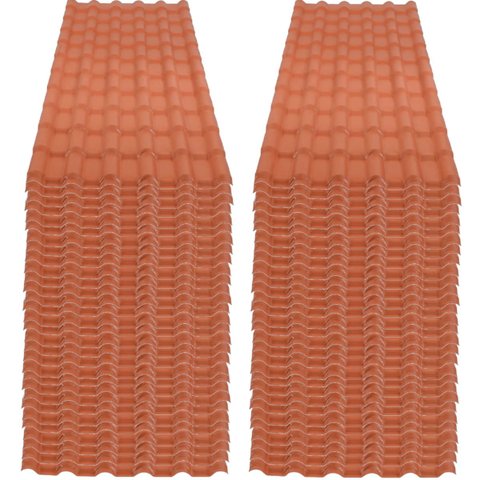 Kit com 50 Telha PVC Plan Cerâmica 2,42 Metros X 88cm com 6 Ondas Terracota - P3010021 - Afort