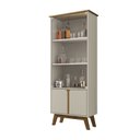 Ver imagem 3 de Cristaleira Retrô Portas de Vidro Fecho Magnético Pés Madeira Madri 