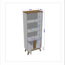 Ver imagem 4 de Cristaleira Retrô Portas de Vidro Fecho Magnético Pés Madeira Madri 