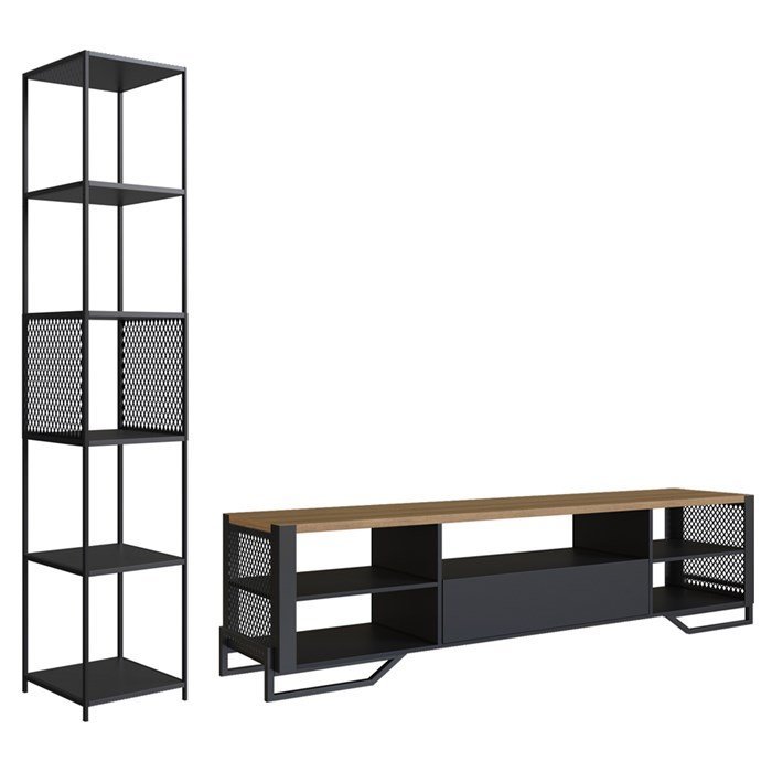 Rack 1 Gaveta Estante com Prateleira Industrial 17x23 Preto Mell Pp