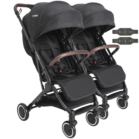 Carrinho para Gemeos Duplo Compacto Kiddo Sprint Ii Preto