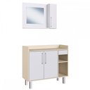 Ver imagem 2 de Armário de Banheiro 3 Portas 1 Gaveta com Espelho Branco/Creme Cnj1036 - Estilare Móveis